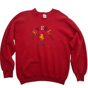 Beverly Hills x Ferrari Vibes Vintage Red Crest Sweatshirt 90s Embroidered Large